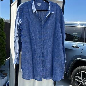 Garnet Hill Blue Casual Button Down Shirt